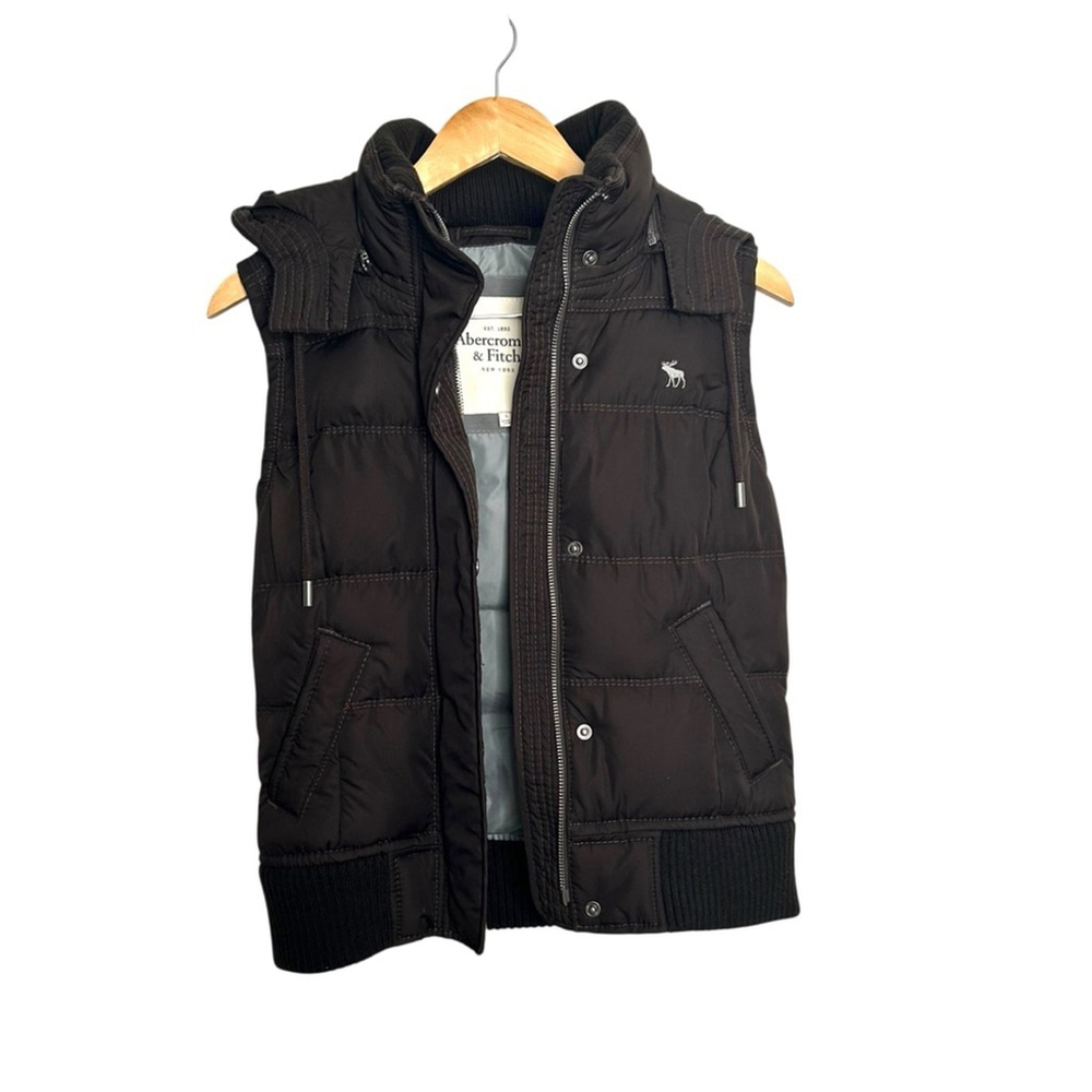 ABERCROMBIE & FITCH y2K Brown Quilted Sleeveless Puffer Vest Size Large - Picture 5 of 12